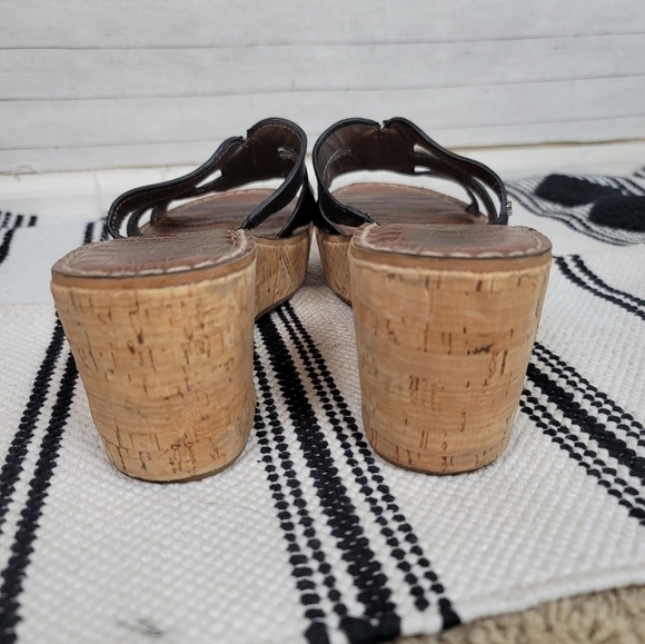 SAM EDELMAN REGIS BLACK LEATHER PLATFORM WEDGE SANDALS, SZ 9.5 - Picture 6 of 12